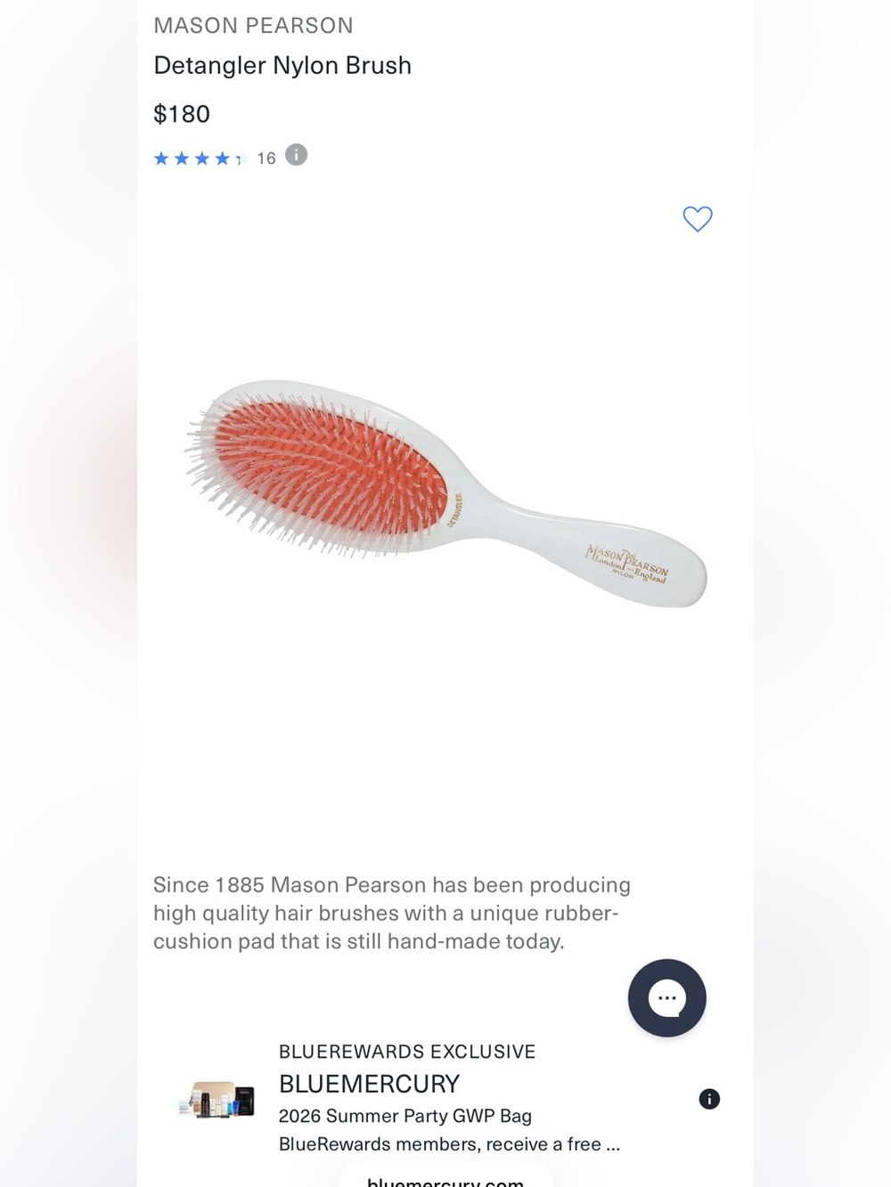 Mason Pearson Ivory Hair Brush with Original Box